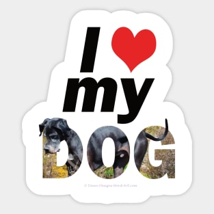 I love (heart) my dog - Great Dane oil painting word art Sticker